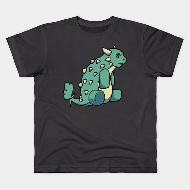 Grumpy ankylosaurus Kids T-Shirt by Pint-Size Design